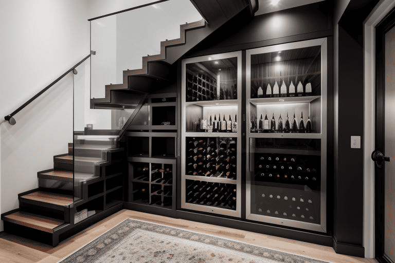 Picture 3: Wine Cabinet - custom-built underneath stairs, capacity approx. 150 bottles, in the theme how to build a wine cellar