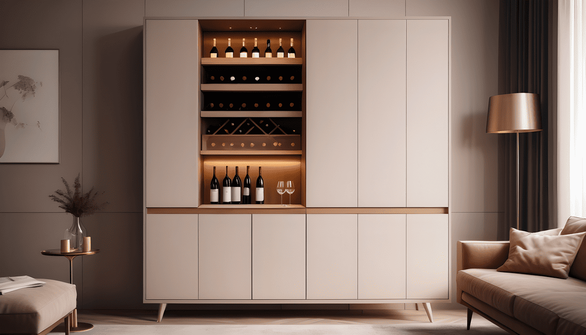 Wine Cabinet with climate-controlled compartments Wine Cabinet with climate-controlled compartments in a modern-style living room (picture by didisomm)