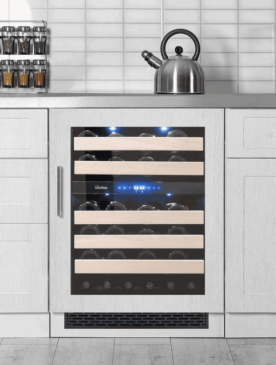 What Temperature Should a Wine Fridge Be? – 7 Best Expert Tips 4 Vinotemp 24-Inch Panel-Ready Wine Cooler in Kitchen area