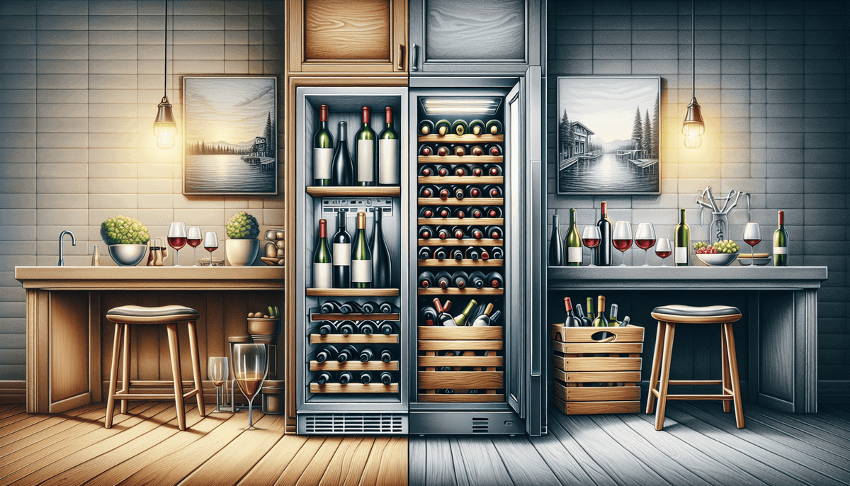 Illustration of built-in vs. freestanding wine coolers