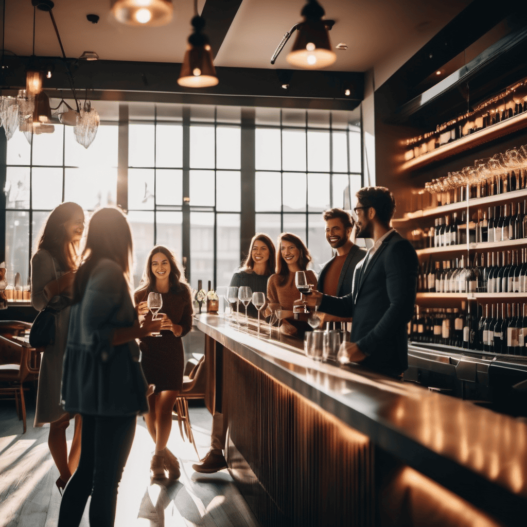 What is a wine cooler - theme. Wine bar with friends enjoying wine