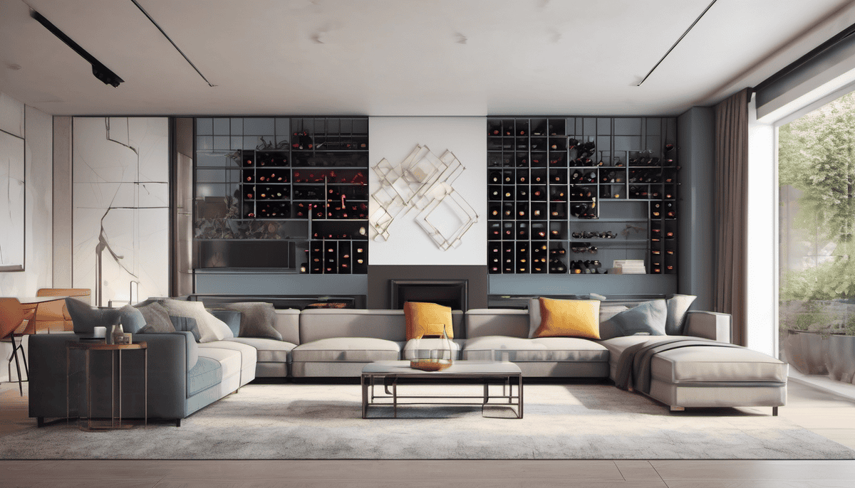 Wine Rack in Living Room. Theme: Wall wine rack ideas