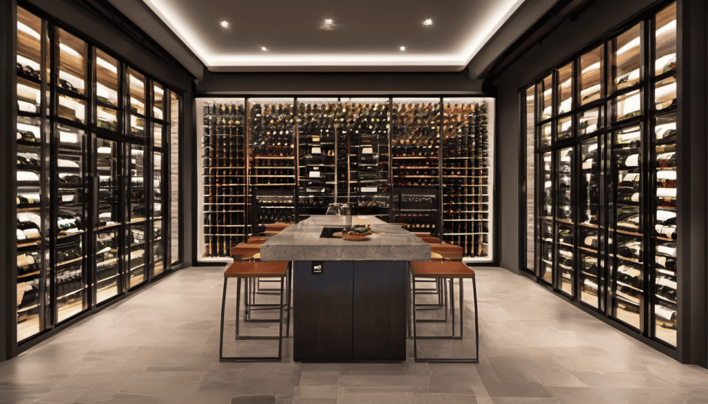 modern style wine cellar glass and metal 