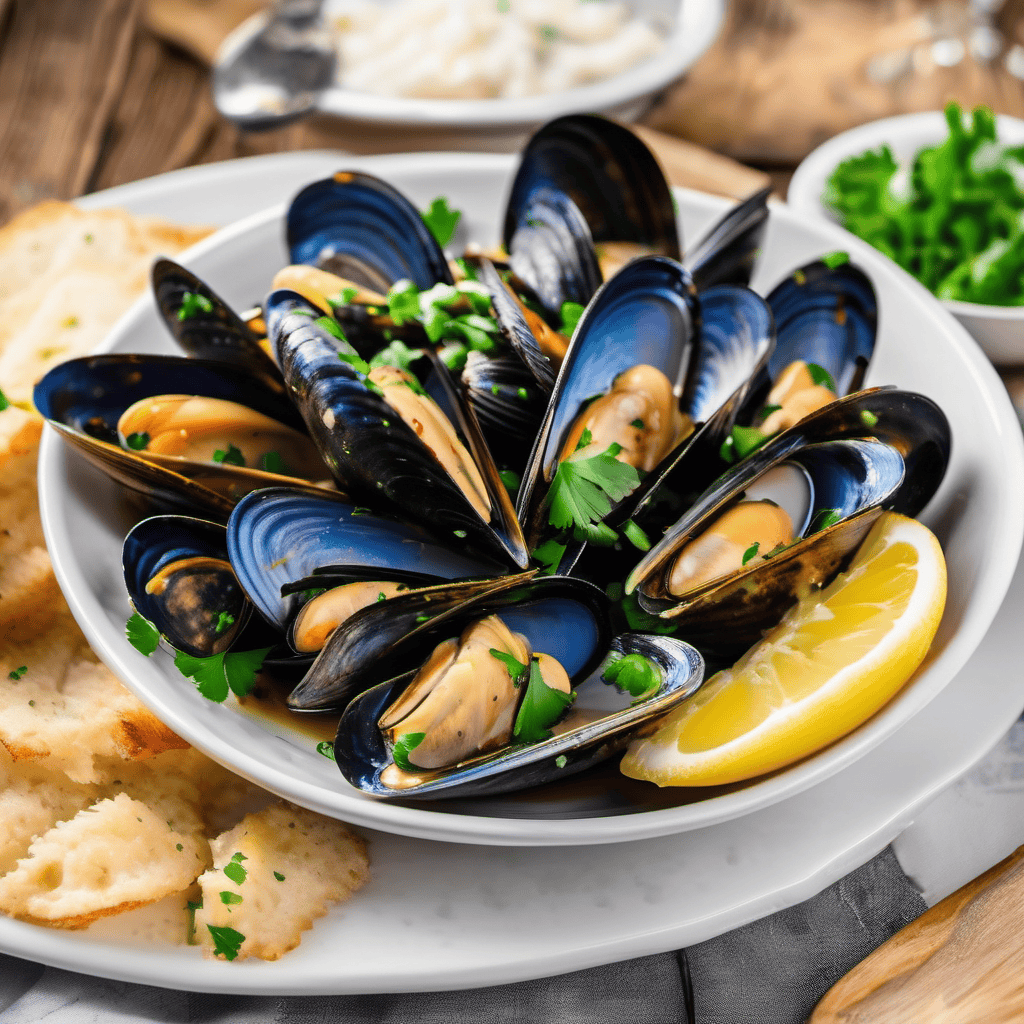 Mussels with garlic sauce starter dish