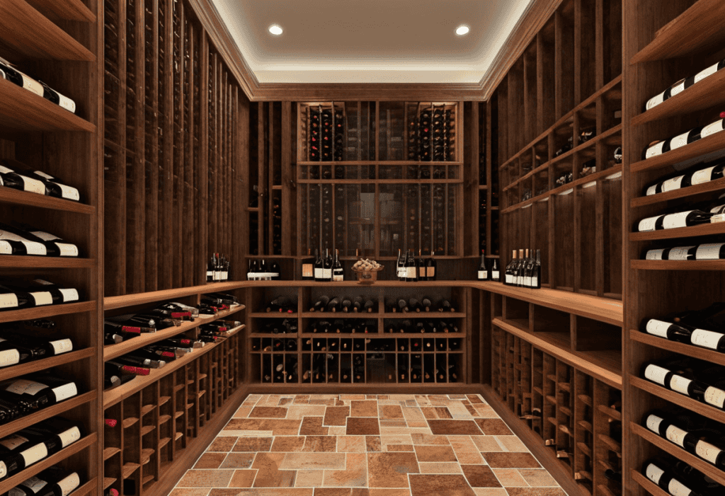 Wine Cellar with Cork Flooring