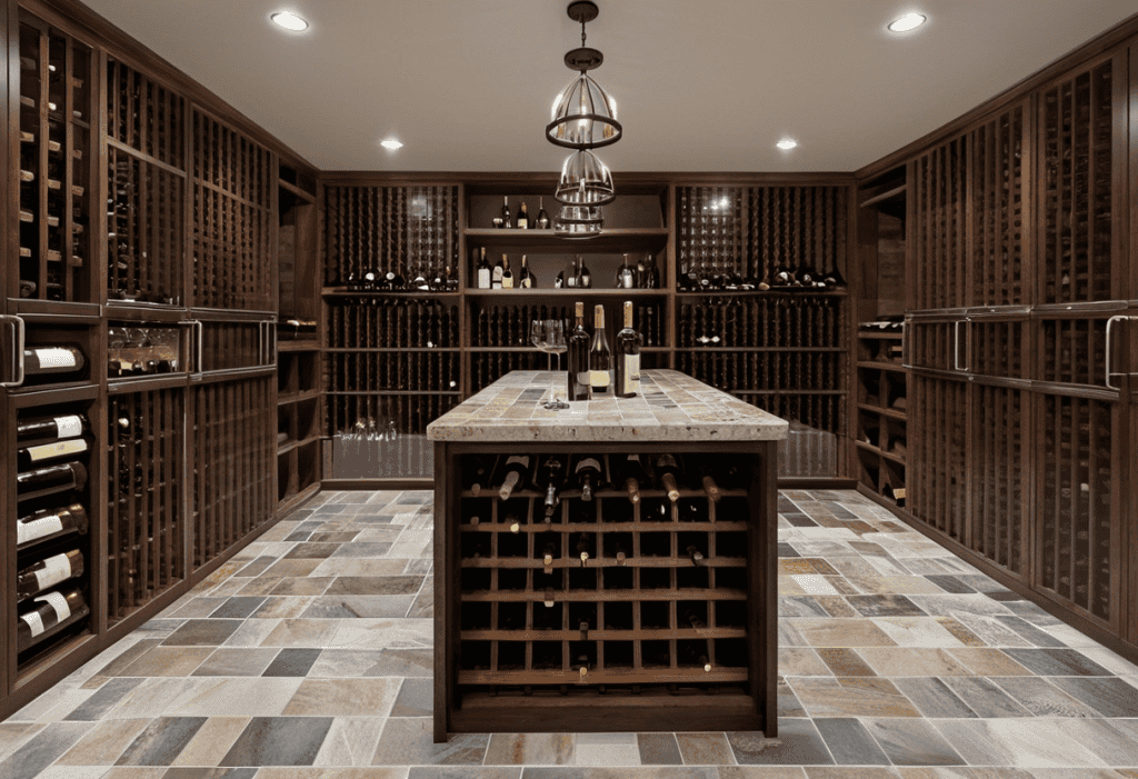Wine Cellar with Tile Flooring