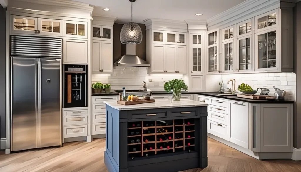 Island Kitchen Counter with Wine Rack