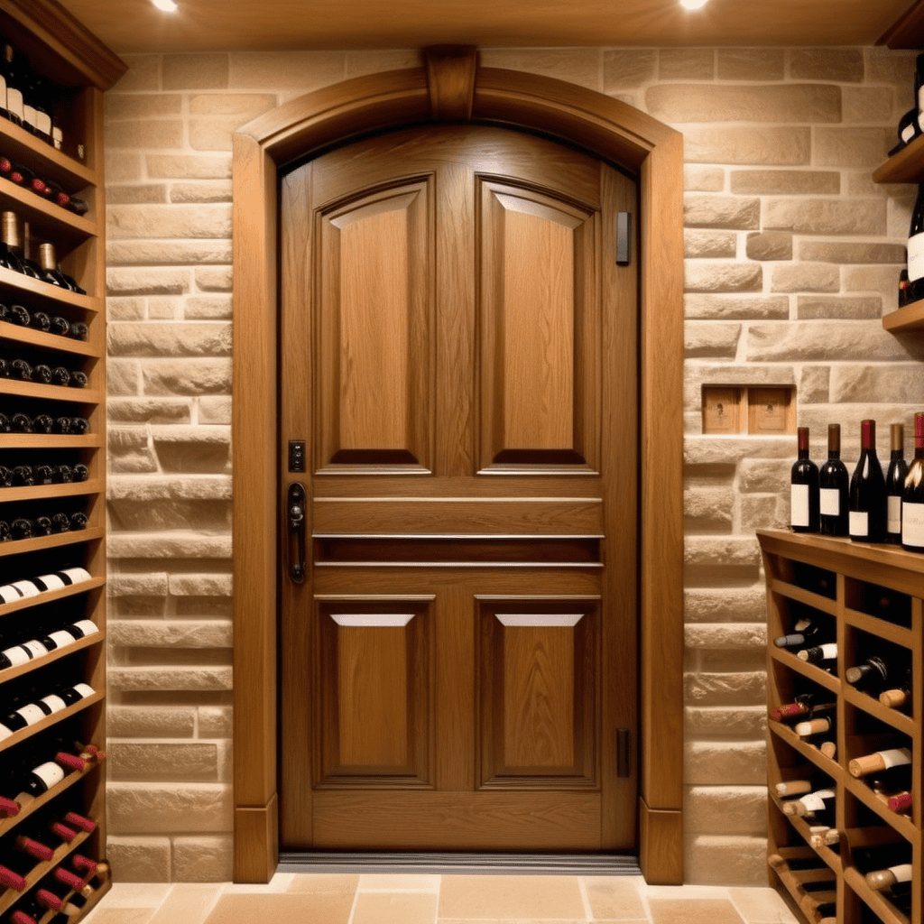 Classic Oak Wood Wine Cellar Door