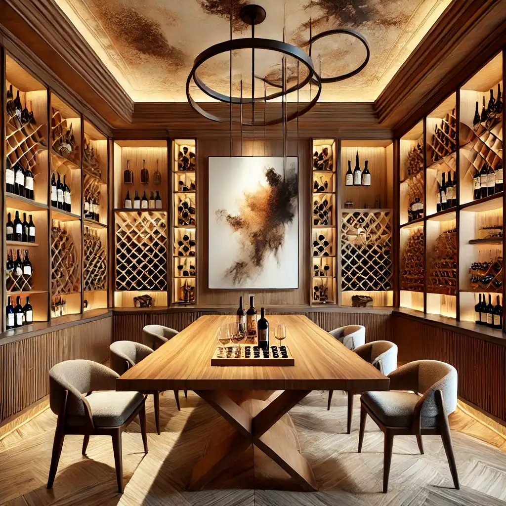 Home Wine Cellar with Tasting Area in the theme wine cellar tasting room