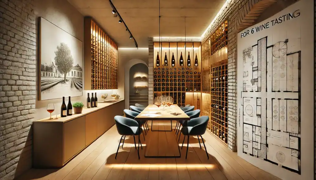 Home Wine Cellar with Tasting Area for 6 and layout plan