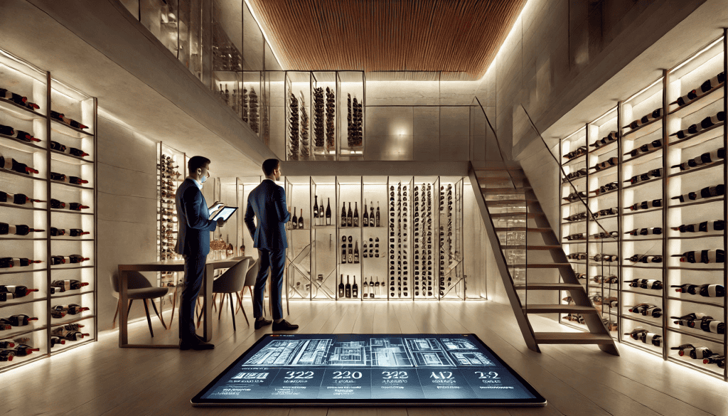 Modern style illuminated wine cellar