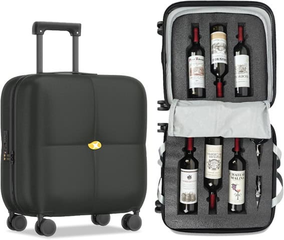 SERABETTO Wine Suitcase, 6 Bottle Wine Luggage