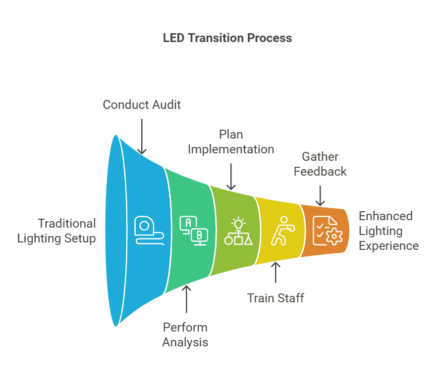LED Transition Process in the theme wine cellar lighting options