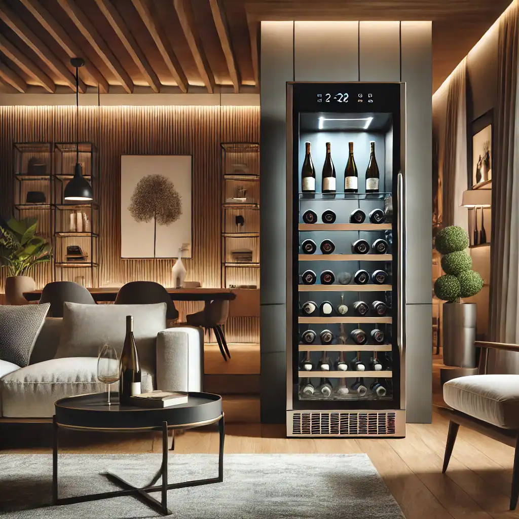 Wine Fridge in Living Room in the theme wine fridge humidity control