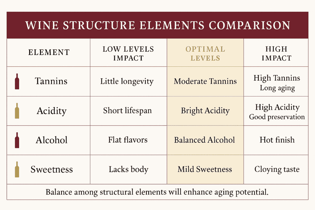 Wine Structure Comparison in the theme wine aging potential