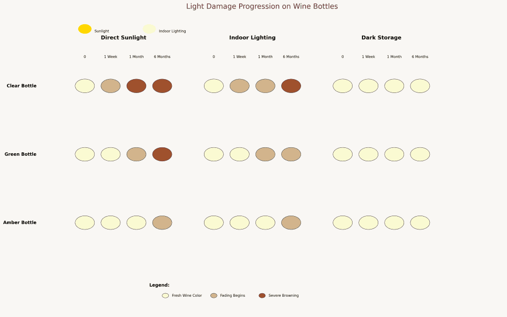 light damage progression chart in the theme wine storage myths