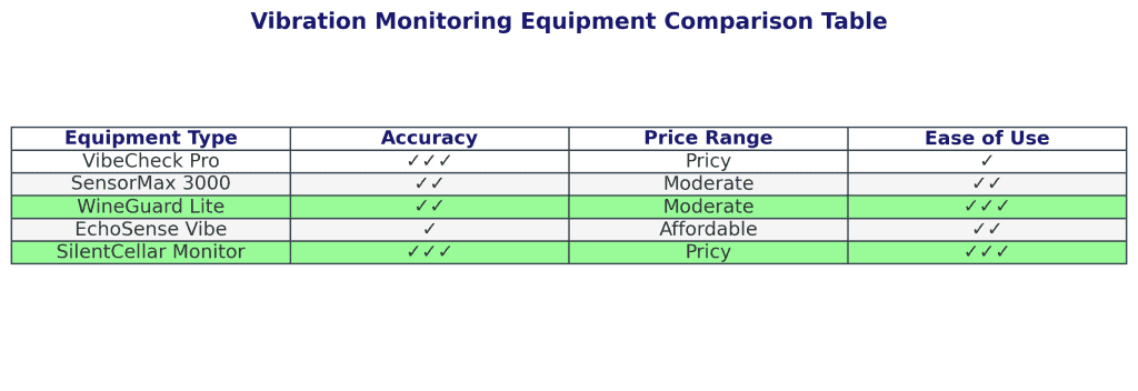 vibration monitoring comparison in the theme wine storage vibration